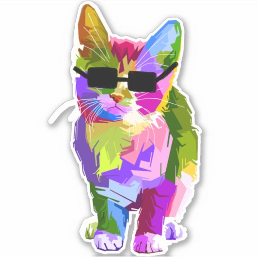 Sticker chat cool mignon coloré (Devant)