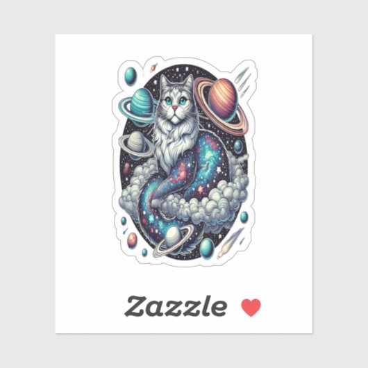 Sticker Chat cosmique Une aventure céleste (Feuille)