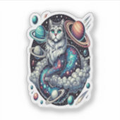 Sticker Chat cosmique Une aventure céleste (Devant)