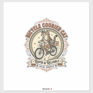 Sticker Chat coursier à vélo Chat coursier à vélo Vintage