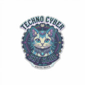 Sticker Chat Cyber Techno Drôle Conception Amateur de Chat (Devant)