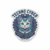 Sticker Chat Cyber Techno Drôle Conception Amateur de Chat (Devant)