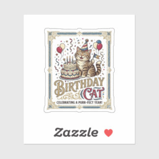 Sticker Chat d'anniversaire Chat d'anniversaire Âge Art ve