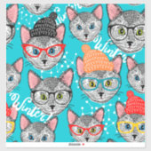 Sticker Chat dans le casquette (Feuille)