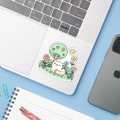 Sticker Chat Dans Le Jardin - Cute Kitty (Ordinateur portable avec iPhone)