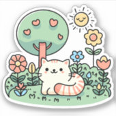 Sticker Chat Dans Le Jardin - Mignon Petit Chat (Devant)
