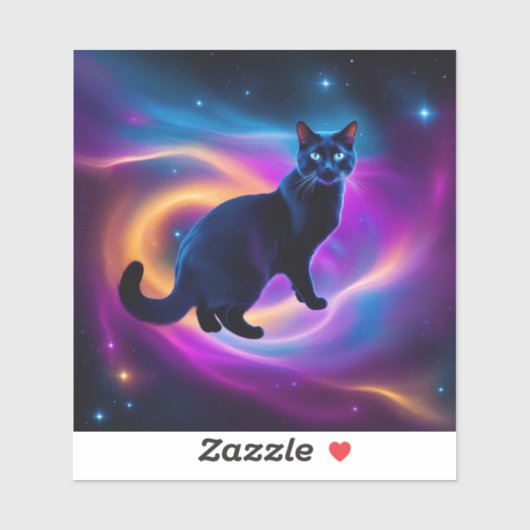 Sticker Chat dans l'espace (Feuille)