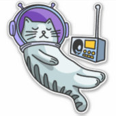 Sticker Chat d'astronaute dans l'espace amusant (Devant)
