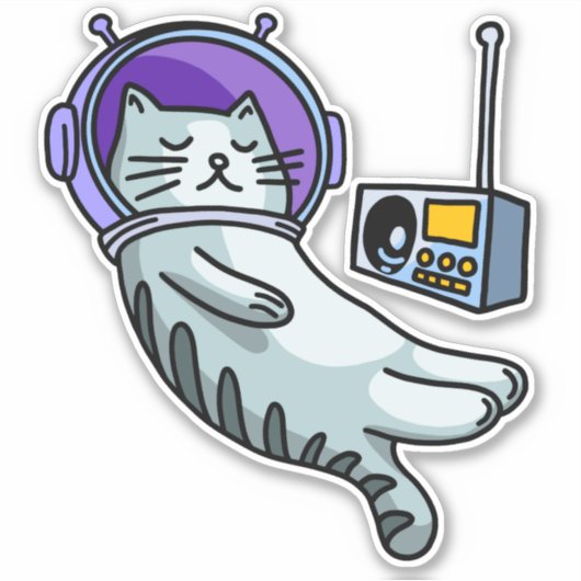 Sticker Chat d'astronaute dans l'espace amusant (Devant)