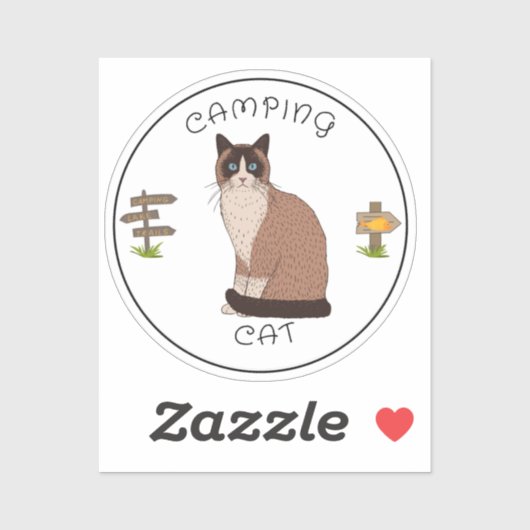 Sticker Chat de camping (Feuille)