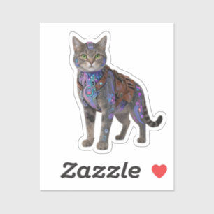 Sticker Chat de circuit cyberpunk – Bête de technologie né