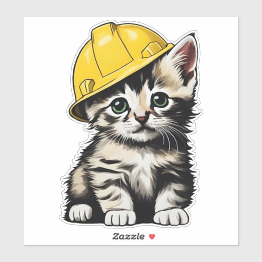 Sticker Chat de construction (Feuille)