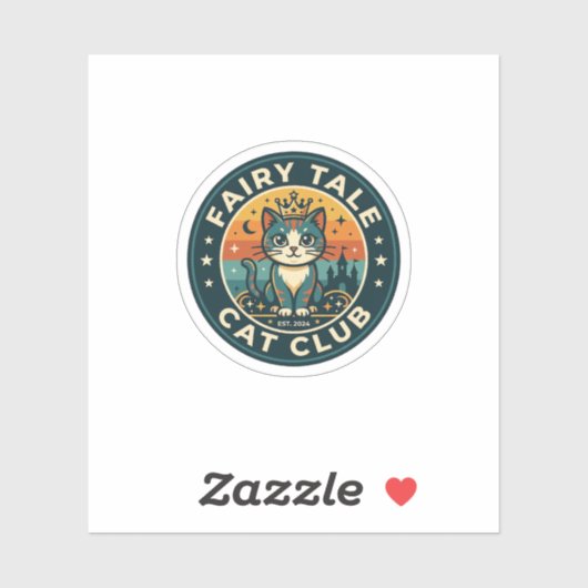 Sticker Chat de conte de fée Mignon Kitty Design - Chat de (Feuille)