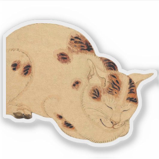 Sticker Chat de couchage antique Bois japonais Ukiyo-e (Devant)