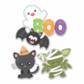 Sticker Chat de Cute Halloween, bat, mummy et ghost (Devant)
