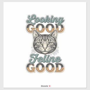 Sticker Chat de design vintage Féminin de bonne mine_1