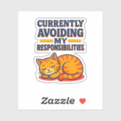 Sticker Chat de dessin animé jouant évitant les responsabi (Feuille)
