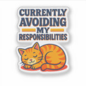 Sticker Chat de dessin animé jouant évitant les responsabi (Devant)