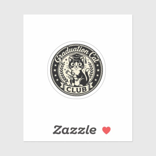 Sticker Chat de fin d'études Chat drôle Graphique - Chat d (Feuille)