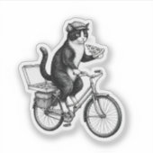 Sticker Chat de livraison de pizza rétro (Devant)