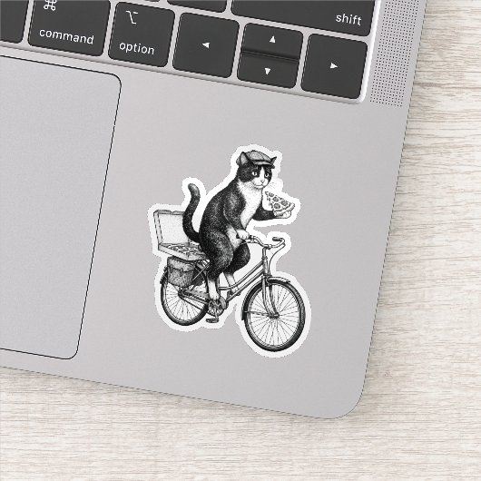 Sticker Chat de livraison de pizza rétro (Détail)