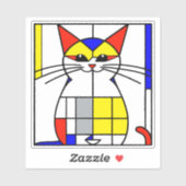 Sticker Chat de Mondrian (Feuille)