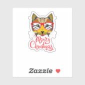 Sticker chat de Noël (Feuille)