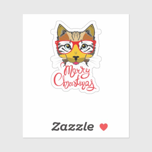 Sticker chat de Noël (Feuille)