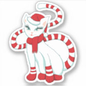 Sticker Chat de Noël Cute Blanc Kitty (Devant)