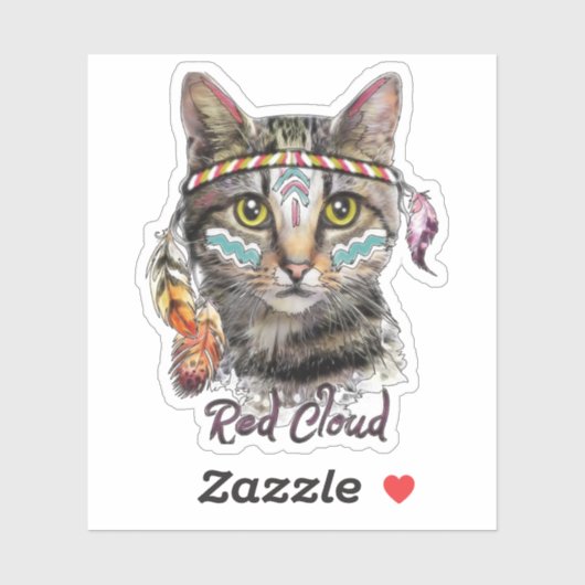 Sticker Chat de nuages rouges (Feuille)