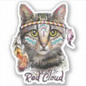 Sticker Chat de nuages rouges (Devant)