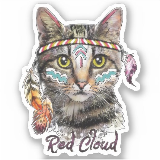 Sticker Chat de nuages rouges (Devant)