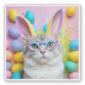 Sticker Chat de Pâques Whimsical avec oreilles lapin (Devant)