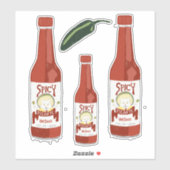 Sticker Chat de sauce chaude épicée avec ensemble de salsa (Feuille)