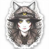 Sticker Chat de sorcière Halloween Déplaisant Portrait mig (Recto)