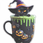 Sticker Chat de sorcière Halloween Mug de café - Chat noir (Devant)