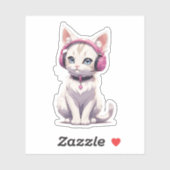 Sticker Chat de style dans les tendances des écouteurs (Feuille)