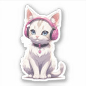 Sticker Chat de style dans les tendances des écouteurs (Devant)