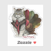 Sticker Chat de Turquie Thankesgiving (Feuille)