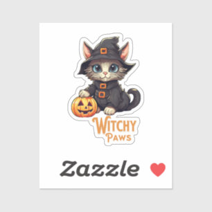 Sticker Chat d'Halloween aux pattes de sorcière