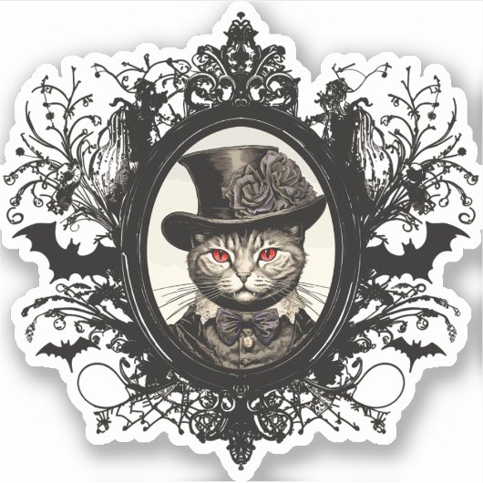 Sticker Chat d'Halloween, Chat Vampire, crocs (Devant)