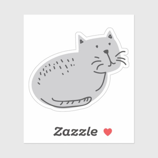 Sticker Chat Doodle gris mignon (Feuille)