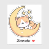 Sticker Chat dormant sur la Lune (Feuille)