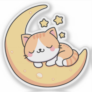 Sticker Chat dormant sur la Lune