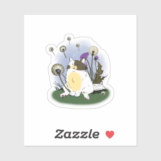 Sticker chat drôle avec style boho de fleurs (Feuille)