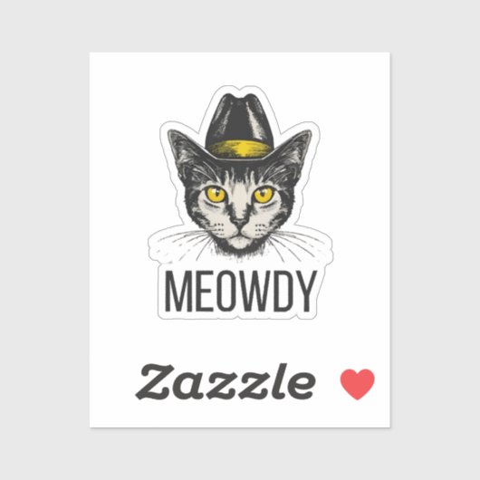 Sticker Chat Drôle de Miaou (Feuille)