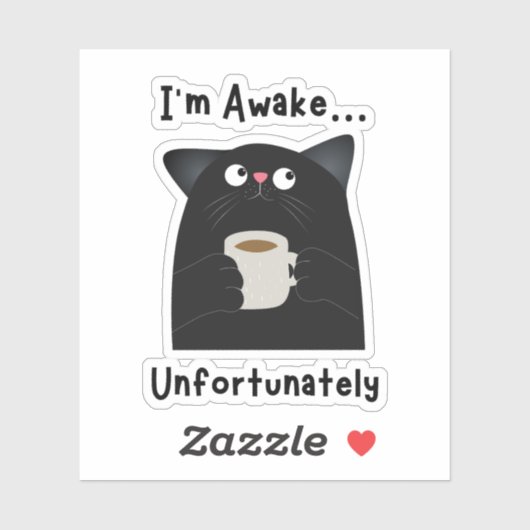 Sticker Chat Drôle Endormi (Feuille)