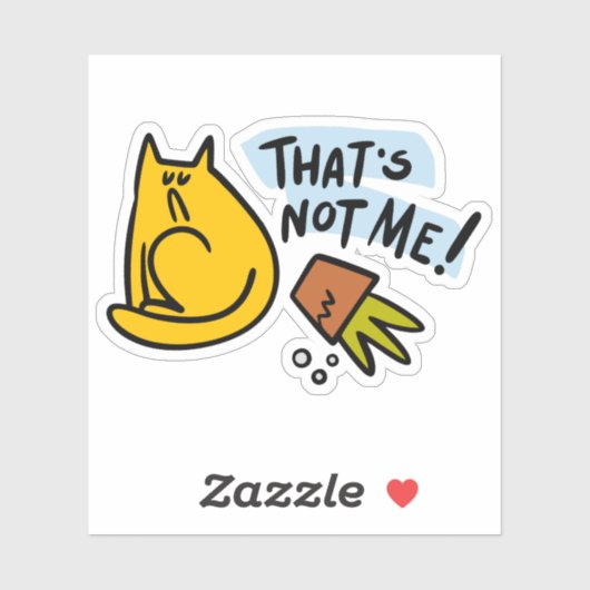 Sticker Chat drôle et pot de fleurs renversé (Feuille)