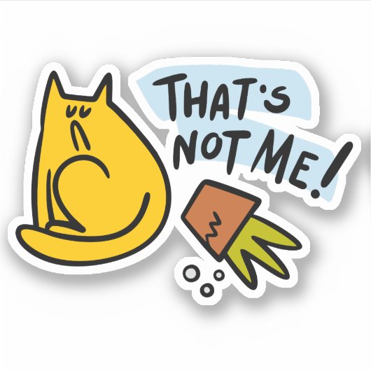 Sticker Chat drôle et pot de fleurs renversé (Devant)