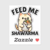 Sticker Chat Drôle Manger Shawarma Envelopper Me Nourrir S (Feuille)